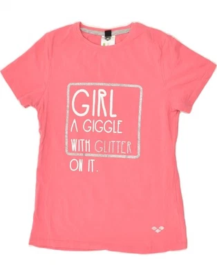 ARENA Girls Graphic T-Shirt Top 13-14 Years Pink Cotton PB04 - Image 1 of 3