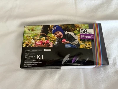 Vivitar 58mm Multi-Coated 3 Piece Filter Kit UV / CPL / FLD with Storage Wallet - Image 1 of 4