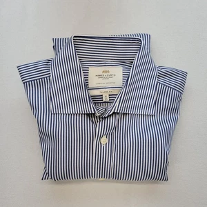Hawes & Curtis Dress Shirt Mens 16 33 Blue Striped 2 Ply Tailored Fit Luxury - Picture 1 of 10