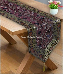 Table Runner Brocade Silk Party Cloth Cover Indian Runner Decor Art Tapestry - Picture 1 of 5