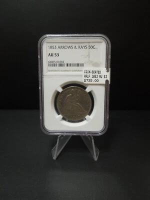1853 Arrows & Rays Seated Half NGC AU53 - Image 1 of 4