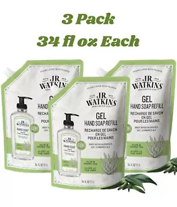 3pk J.R. Watkins Hand Wash Soap Gel Refill Pouch Scented Aloe Green Tea 34 fl oz - Picture 1 of 8