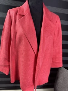 Dana Buchman Linen Blazer Jacket Women’s Size 6 Coral Pink Short Open - Picture 1 of 9