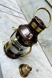 Lámpara de aceite de anclaje de latón antiguo de cobre marítimo linterna náutica hecha a mano - Imagen 1 de 5