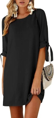 Mini Vestido Manga Corbata Gasa | Negro | Pequeño | Nuevo Sin Etiquetas Foto 1 de 4