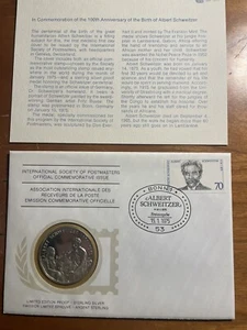 Franklin Mint Int Society Postmasters Medallic Covers Albert Schweitzer - Bild 1 von 4