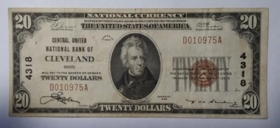 1929 $20 Central United National Bank of Cleveland Charter 4318 (PM-316) - Image 1 of 2