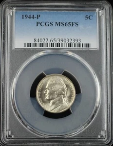 1944-P JEFFERSON NICKEL 5C PCGS MS65FS - FULL STEPS - SILVER WAR NICKEL (P0563) - Imagen 1 de 2