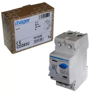 Hager CD283U A-Type RCD 80 Amp 30mA RCCB Trip Double Pole AC and DC Protection - Picture 1 of 10