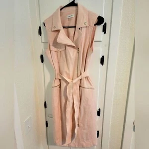 Calvin Klein Belted Zip Front Moto Sheath Pink Dress 10 - Picture 1 of 5