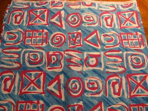 2Yds 4 " Fabric~Aqua / White & Pink Designs~Poly-Cotton Blend Material~62" wide - Picture 1 of 2