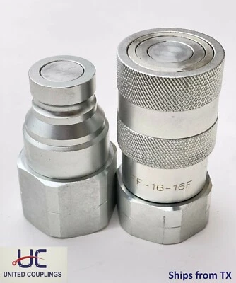 UNITED COUPLINGS 1 inch Flat Face Hydraulic Coupler | FF-16-16 | 1" body x 1" ORB (SAE)
