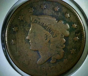 1837 | Large One Cent | Early American | Coronet Head | 1c | AG-G | #9001 - Picture 1 of 2