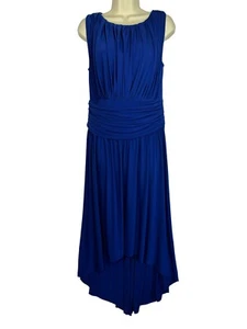 Coldwater Creek Blue Sleeveless High Low Long Stretch Dress Women's Size 12 - Picture 1 of 8