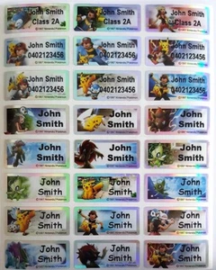 Pokemon Laser Personalised Name Label Stickers - 96 Med (30*13mm)  - Dishwasher - Picture 1 of 4