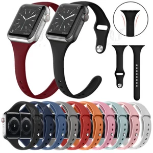 For Apple Watch Series 10/9/8/7/6/5/4 Slim Silicone Replacement Strap Watch Band - Picture 1 of 62