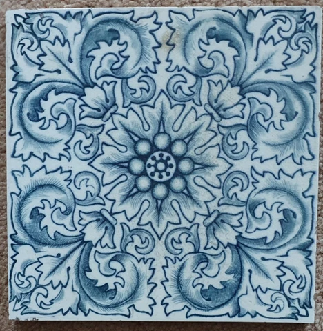 Arts & Crafts Blue & white Tile. Craven Dunnill, C1900 Cover