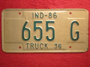 (Choice) LICENSE PLATE Truck Tag 36 1986 INDIANA 655 G 657 658 659 [Z225] - Picture 1 of 9