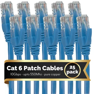 Cat 6 Patch Cables Contractor Pack 25x Count - Picture 1 of 8