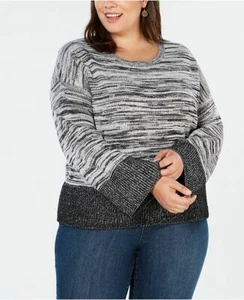 Suéter Style & Co Talla Grande Cuadrado Colorblock, Combo Negro, 1X - Imagen 1 de 2