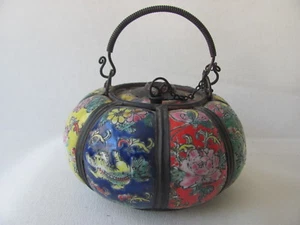 Vintage Cambodian Polychrome Porcelain / Ceramic Oil Jar - Picture 1 of 11