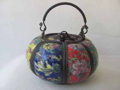 Vintage Cambodian Polychrome Porcelain / Ceramic Oil Jar - Image 1 of 4