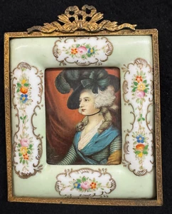 Antigua porcelana francesa estilo Sevres con marco de fotos Ormolu - Imagen 1 de 3