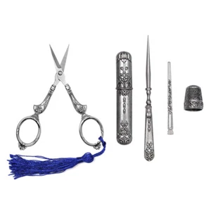 European Vintage Embroidery Scissor Thimble Needle Awl Fabric Sewing Craft Tools - Picture 1 of 21