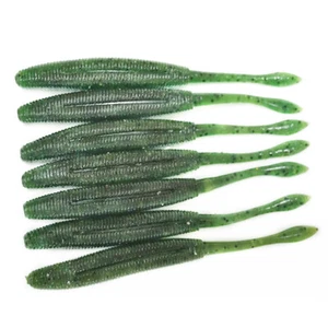 8X señuelos suaves de pesca Yoshikawa cebos de plástico cola de renacuajo de 4" ojo de lubina bajo - Imagen 1 de 25