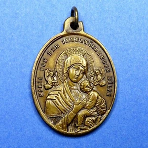 100 Days Indulgence. Saint Virgin Mary and Jesus. German Antique Religious Medal - Picture 1 of 6