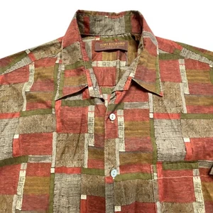 Tori Richard Hawaiian Shirt Mens Medium Cotton Lawn USA-Made Geometric - Picture 1 of 8