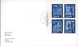 Canada OFDC #629-632 - PLATE BLOCK - Olympic Games - Keeping Fit - (1974) 4 x 8¢ - Foto 1 di 1