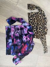 Terez little girls Tie-dye & leopard print pullover long sleeve top L  and XL