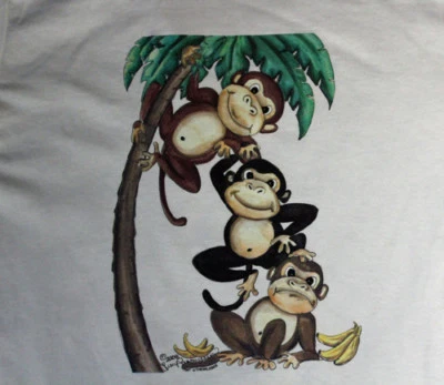 3 Monos Camiseta Camiseta Divertida Genial Animales Zoológico Novedad Gráfico Niño Niña Ropa  Foto 1 de 4