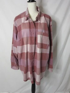 Ava & Viv Flannel Button Down Shirt Blush Plaid Pink Women's Plus Size 1X NWT - Picture 1 of 9