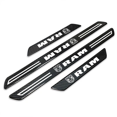 RAM Real Carbon Fiber 4 Pcs Door Sill Kick Plates - Image 1 of 4