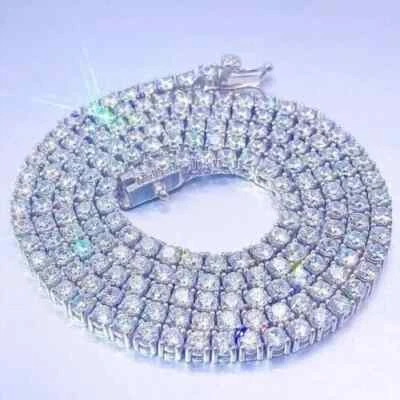 20CT Round Lab Created Diamond Tennis Chain Necklace 14K White Gold Plated 18" - Image 1 of 2