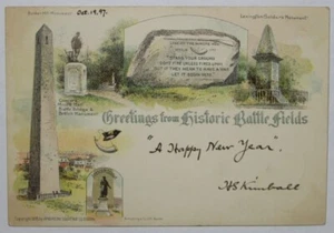Battlefield Monuments of MA. Bunker Hill, Concord, Lexington. Boston, MA 1897 MC - Picture 1 of 2