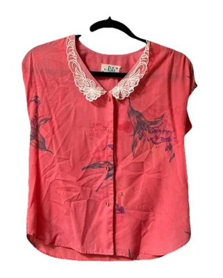 Vintage 1960’s The Ritz Honolulu Hawaii Lace Floral Pink Top Small - Image 1 of 4