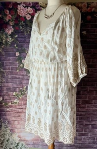 🌹Ruby Yaya White & Rose Gold Embroidery Anglaise Dress Size M -14 💐 - Picture 1 of 7