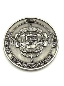 F90 NYPD SCUBA TEAM Police Dive Unit Underwater Recovery Challenge Coin - Picture 1 of 2