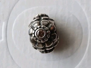 Original Pandora Element, Charm Kugel, Blumen, Zirkoniasteine braun, retired - Bild 1 von 4
