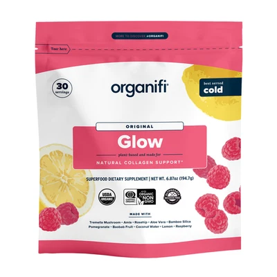 Organifi Glow - Vegan Collagen Powder Supplement 30 Servings Raspberry Lemonade - Image 1 of 4