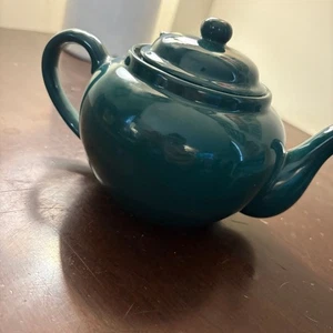 Deep Teal Ceramic Teapot with Lid - Elegant & Classic Tea Pot - Picture 1 of 7