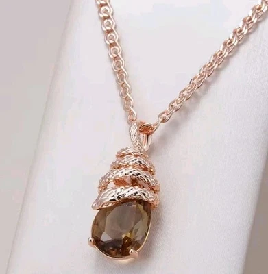 Schöne Halskette mit Anhänger 585er Rolled Roségold Walzgold Schlangenmuster  - Bild 1 von 4