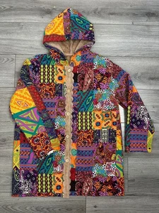 Abrigo con Capucha Estampado Floral Para Mujer Cálido Manga Larga Chaqueta Informal Acogedor XL Hippie - Imagen 1 de 11