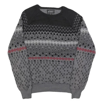 VOLCOM Mens Grey & Black Patterned Crew Neck Jumper Cotton Blend M Casual - Image 1 of 4