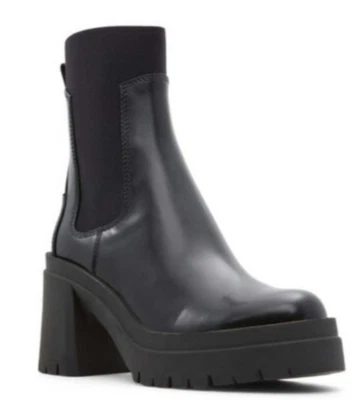 Botas Chelsea ALDO Bigmood couro preto tamanho 9 novas com etiquetas - Imagem 1 de 4