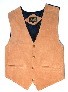 Scully Mens Suede Leather Vest L Snap Front Lined Biker Western Cowboy Rodeo - Picture 1 of 8