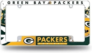 Green Bay Packers Metal License Plate Frame Chrome Tag Cover All Over Design... - Picture 1 of 5